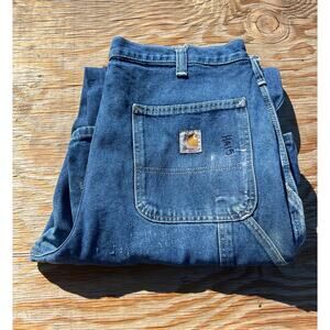 Carhartt Jeans Mens 34x32 Blue Denim Carpenter Utility Work Dungaree Fit Y2K